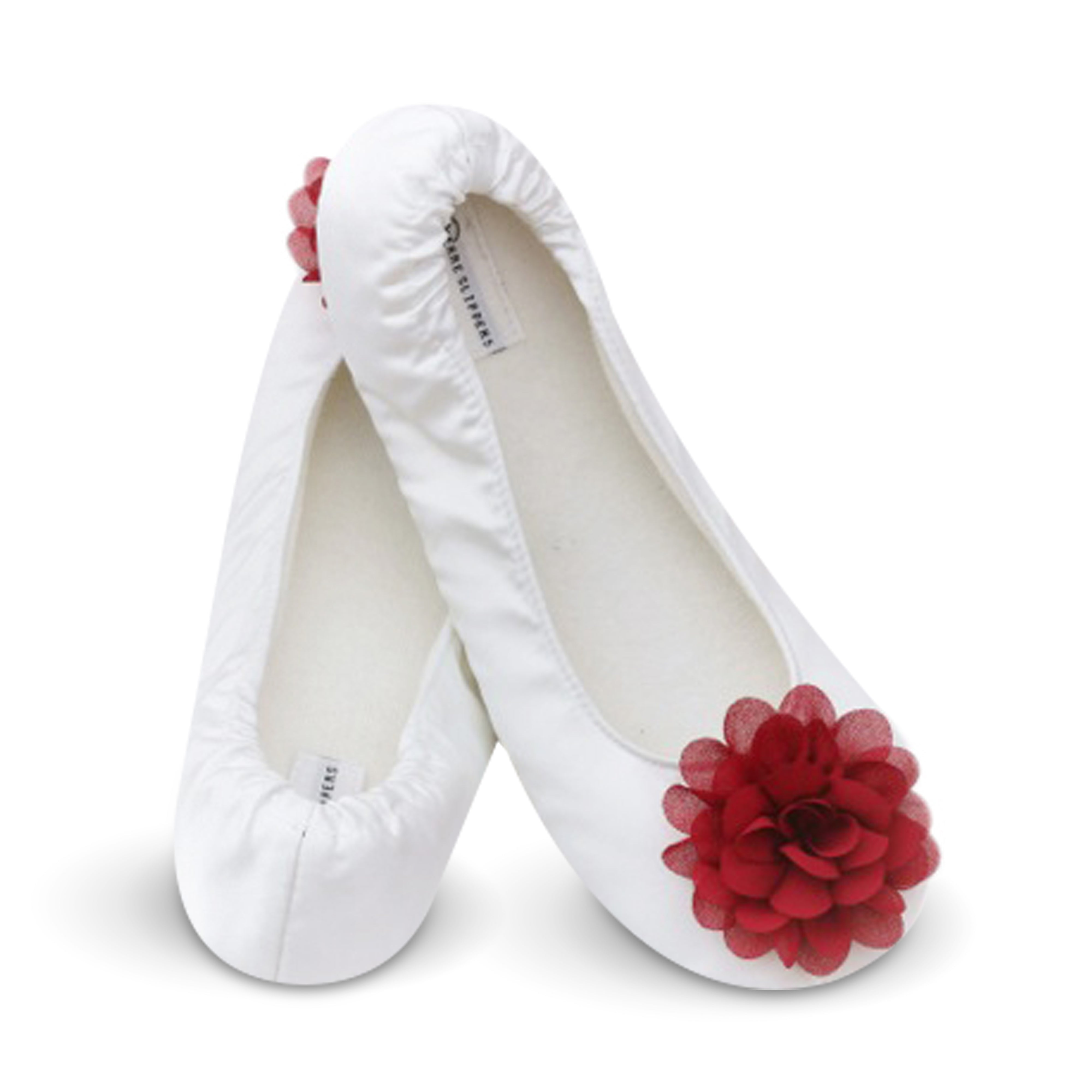 Red Chiffon Flower Slippers