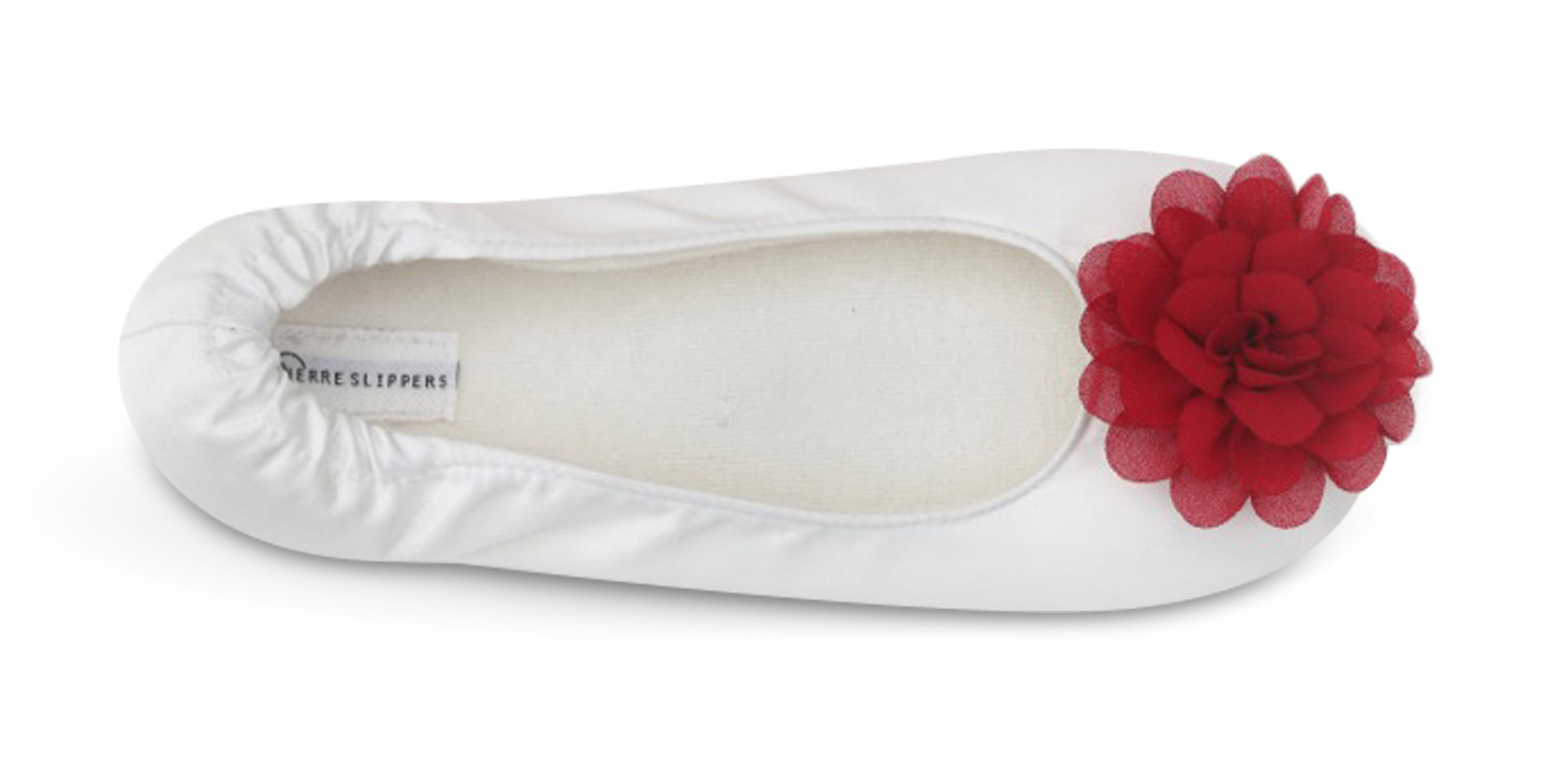 Red Chiffon Flower Slippers